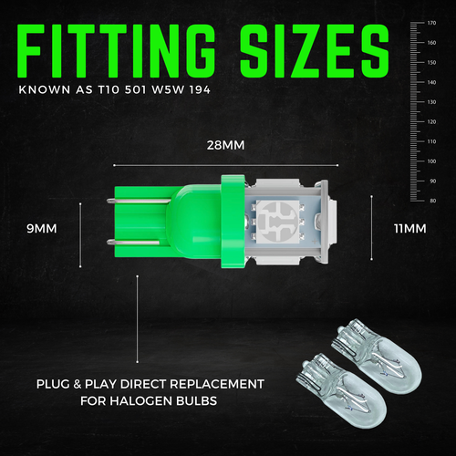 24v 501 Led Green Side Light 507 W5W 5 Smd Hella Spot Capless Bulbs HGV Truck - Picture 24 of 73