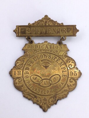 ODD FELLOWS - BADGE SOUVENIR PIN - PHIL7 1895 GOLD PLATE (V344) 