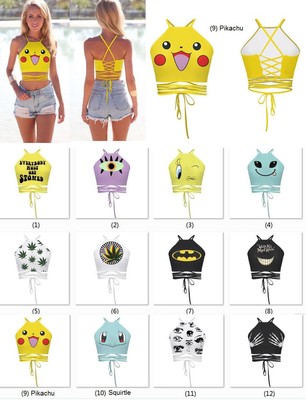 Pokemon Go Pokeball Pikachu Crop Tops 