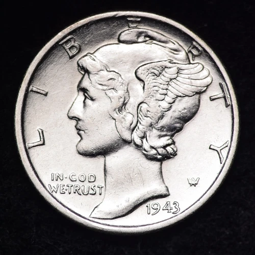 1943-D Mercury Silver Dime AU FREE SHIPPING