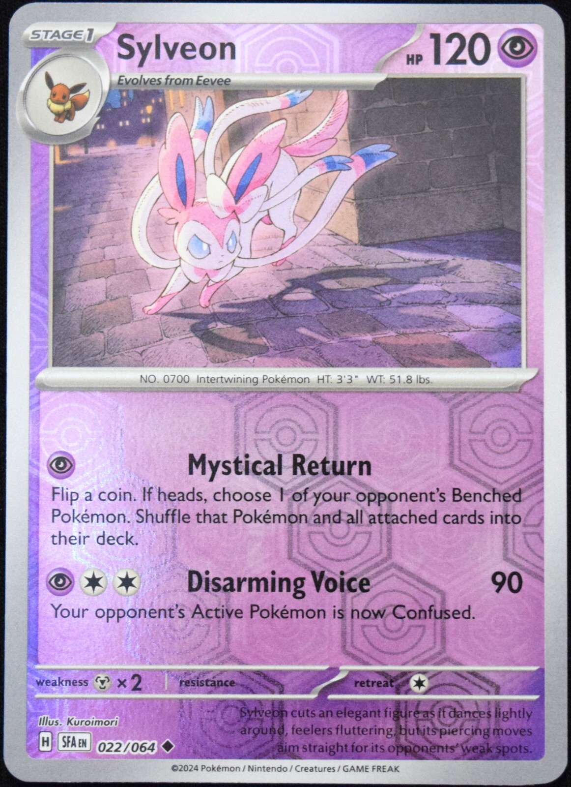 Pokemon TCG Sylveon 022/064 2024 Shrouded Fable Reverse Holo Uncommon Card - NM