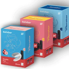 SATISFYER DOUBLE FUN Couples Stimulator Vibration Masturbator Dildo Clitoral