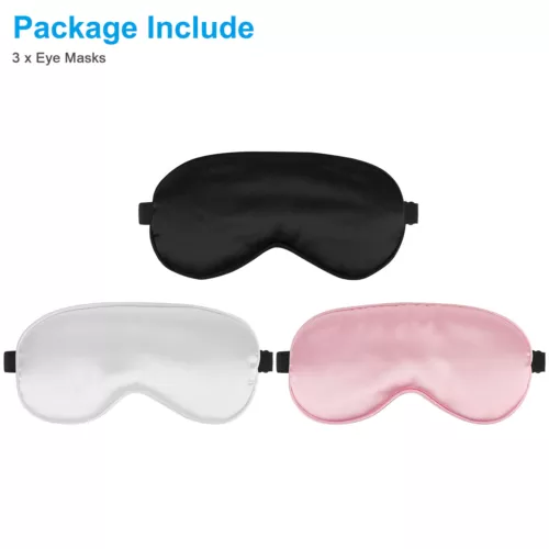 3pcs Travel Sleep Soft Silk Eye Mask, Padded Shade Cover Blindfold for Men Women - Picture 6 of 6