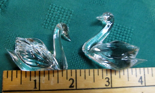 Vintage Bleikristall Schwan Figur klar Miniatur flirtender Schwan 1-3/4" breit x 1-1/4" hoch - Bild 2 von 13