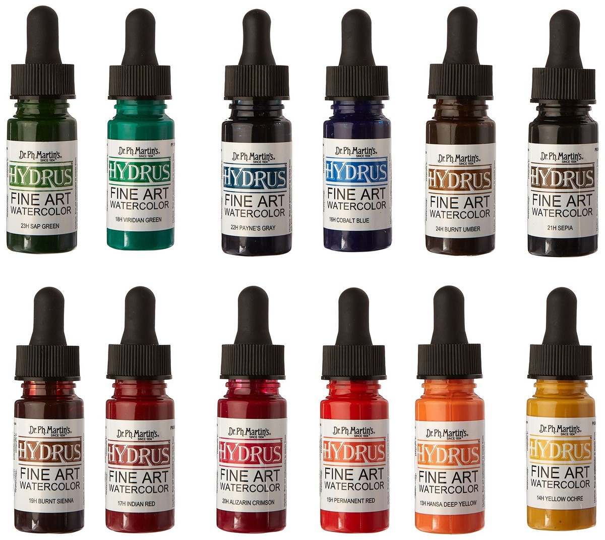(未使用･未開封品)　Dr. Ph. Martin&#39;s Hydrus Fine Art Watercolor 0.5 oz Set of 12 (Set 2) 7z28pnb HYDR05OZSET3.MAIN.