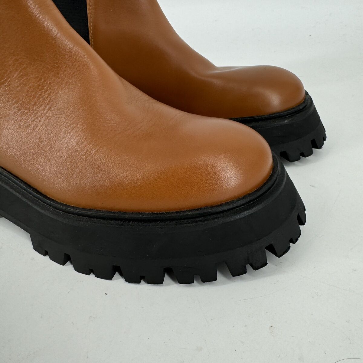 Zara boots womens 37 7 brown leather chelsea lug platform Zara boots womens 37 7 brown leather chelsea lug platform