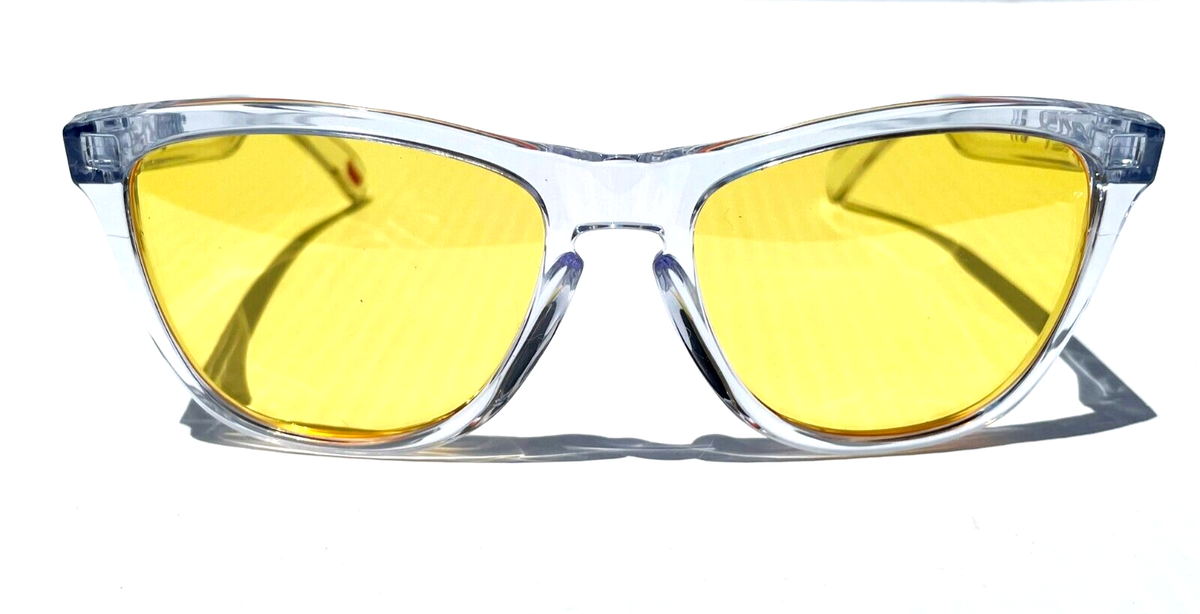 NEW Oakley Frogskins Shiny Clear w Galaxy Yellow Amber Lens