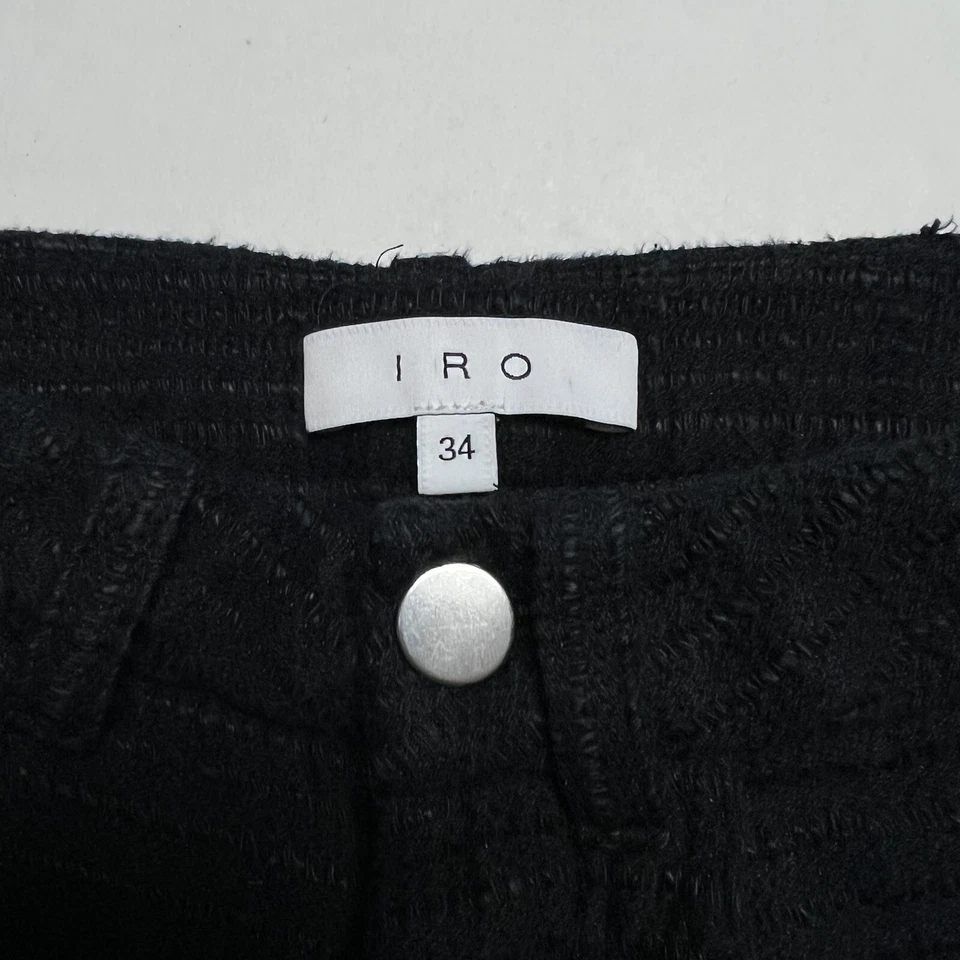 IRO Paris Kania 高腰纹理 2 英寸内缝流苏短裤黑色 FR=34 US=2 — 第 3/4 张图片