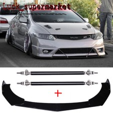 For Honda Civic Si 2006-2019 Front Bumper Lip Splitter Chin Spoiler Strut Rods