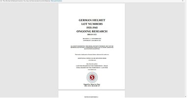 PDF FILE - 11  GERMAN HELMET LOT NUMBERS 1935-1945  REVISION - 11  COMPUTER FILE