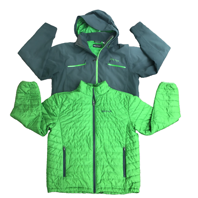 Marmot Men Large 3 In 1 Rain Insulated Zip Out Jacket Coat Green