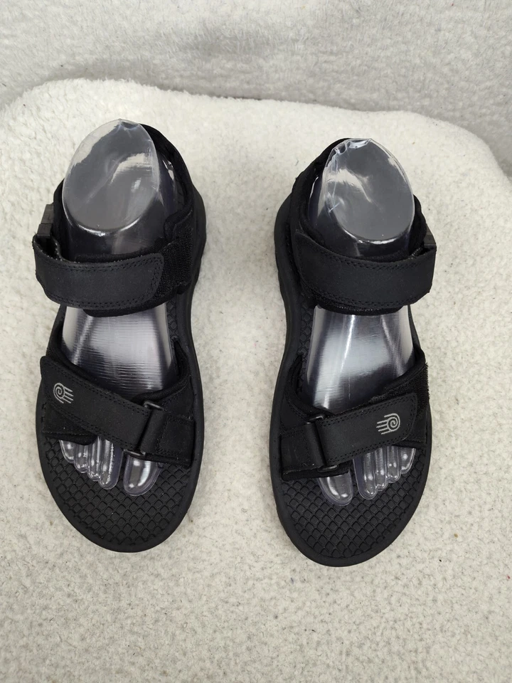 Sandalias Teva para mujer Zymic 9 negras tela gancho lazo punta abierta correa al tobillo zapatos Foto 3 de 4