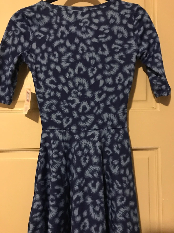 Lularoe Nicole Blue Animal Print Leopard Cheetah Dress HTF 🦄 Medium 10/12 New M