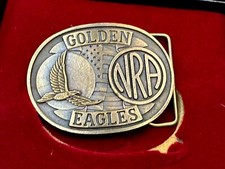 NRA Golden Eagles Patriotic Usa Flag National Rifle Association Belt Buckle