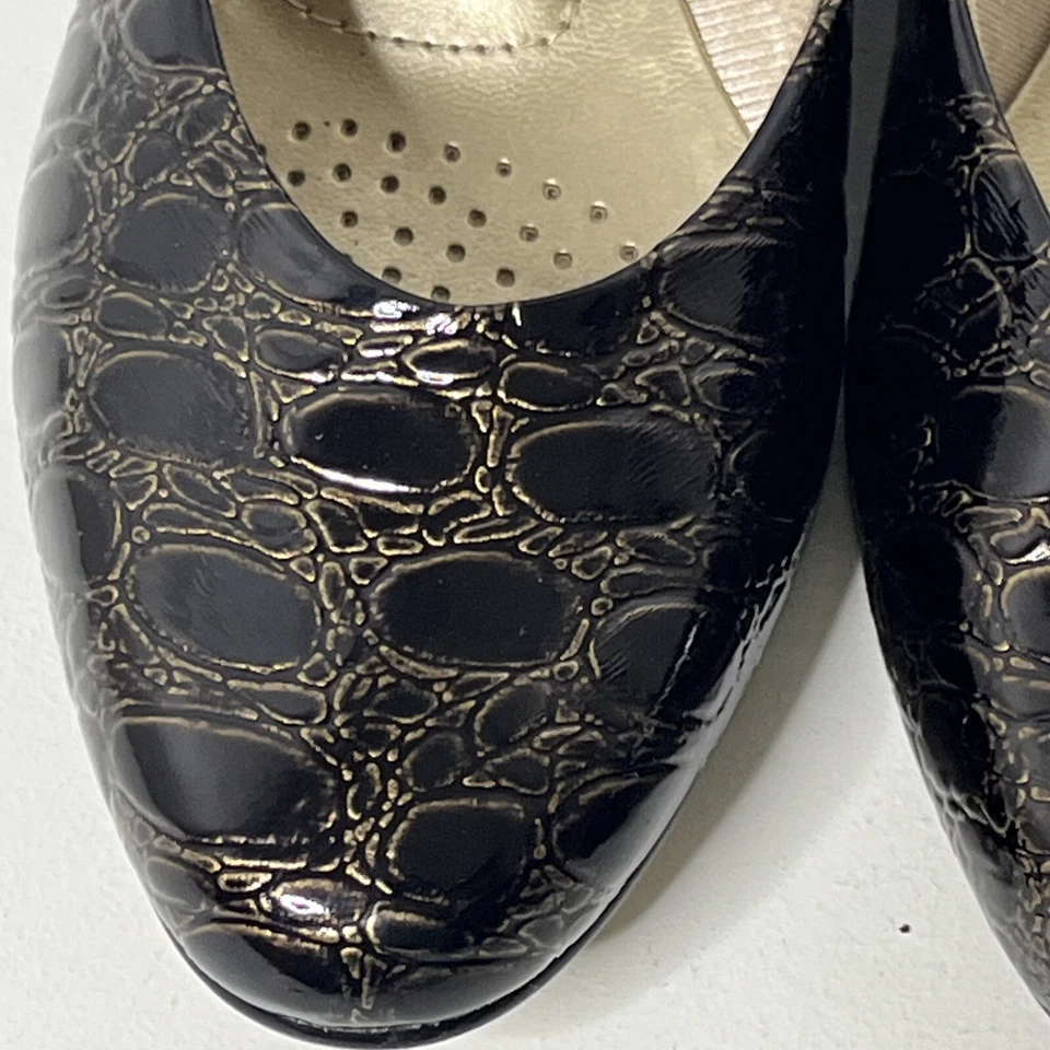 MUJER 8.5 N REPTIL ESTAMPADO CUERO ESTILO SUAVE POR HUSH PUPPIES ZAPATOS DE SALÓN TACÓN BAJO Foto 3 de 4