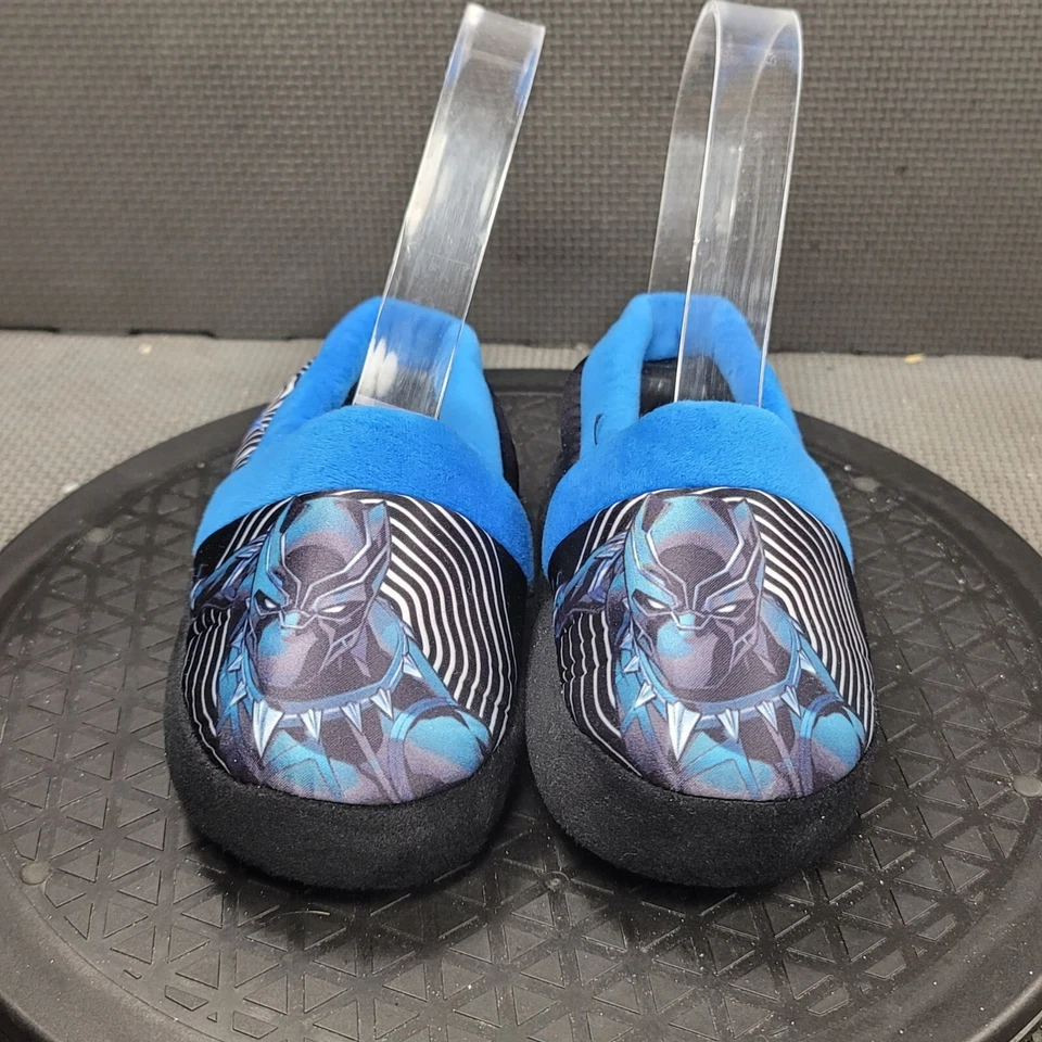 Marvel Black Panther Slippers Toddler Sz 7 Black Blue Slip Ons - Image 2 of 4