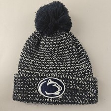 New Era Women's Penn St Knit Beanie Navy Blue White Cuffed Blue Winter Hat