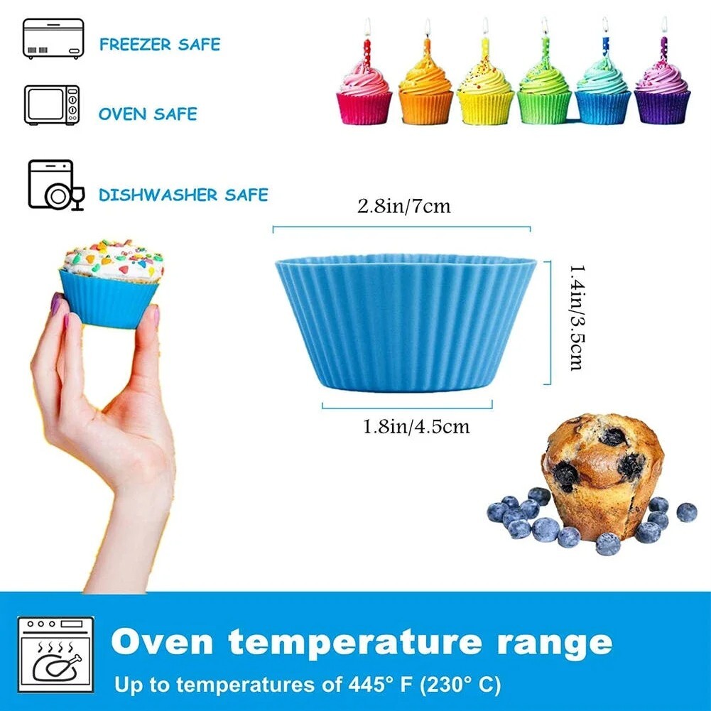 Silicone Cupcake Liners - 12 Pack Reusable Baking Cups In 4 Colors, Heat Resistant & Easy Clean - View #4