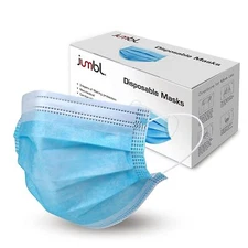 Jumbl Blue Disposable 3-Ply Face Masks for Adults/Kids Pack of 50 Ships from US