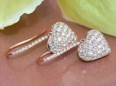 Deliciated 2Ct Lab Created Diamond Heart Drop/ Dangle Earring 14K Rose Gold Over