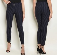 Womens Navy Pinstriped Pants-Small