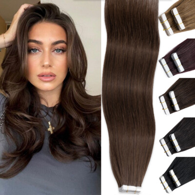 9A Tape In 100% Echthaar Human Hair Extensions 100% Remy Haarverlängerung Glatt 