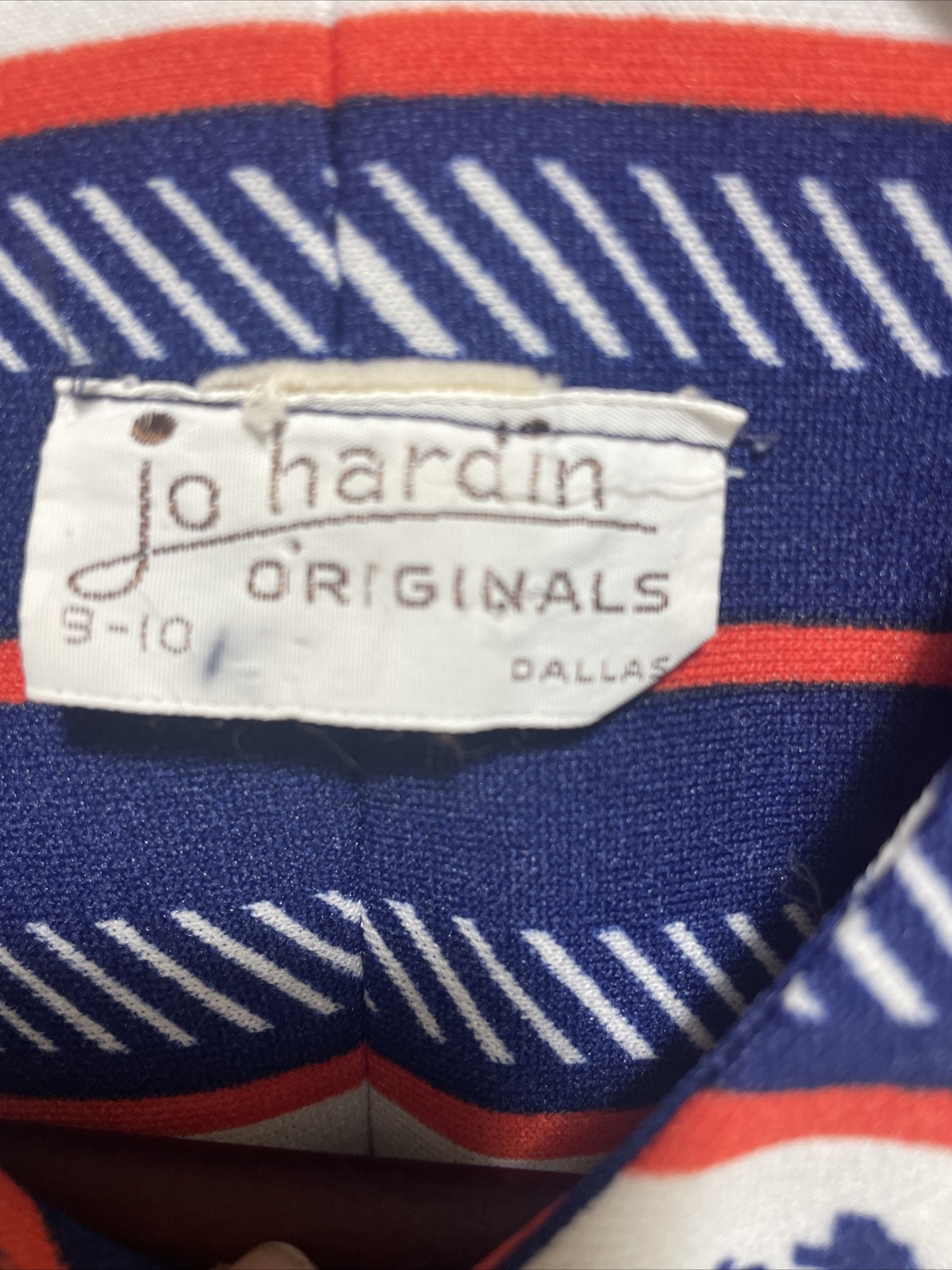 Vintage 1970s Jo Hardin Shirt Blue And Orange Hou… - image 2