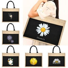 Letter Canvas Jute Tote Bags Shoulder Bags, Reusable Shopping Bags, Gift bag UK