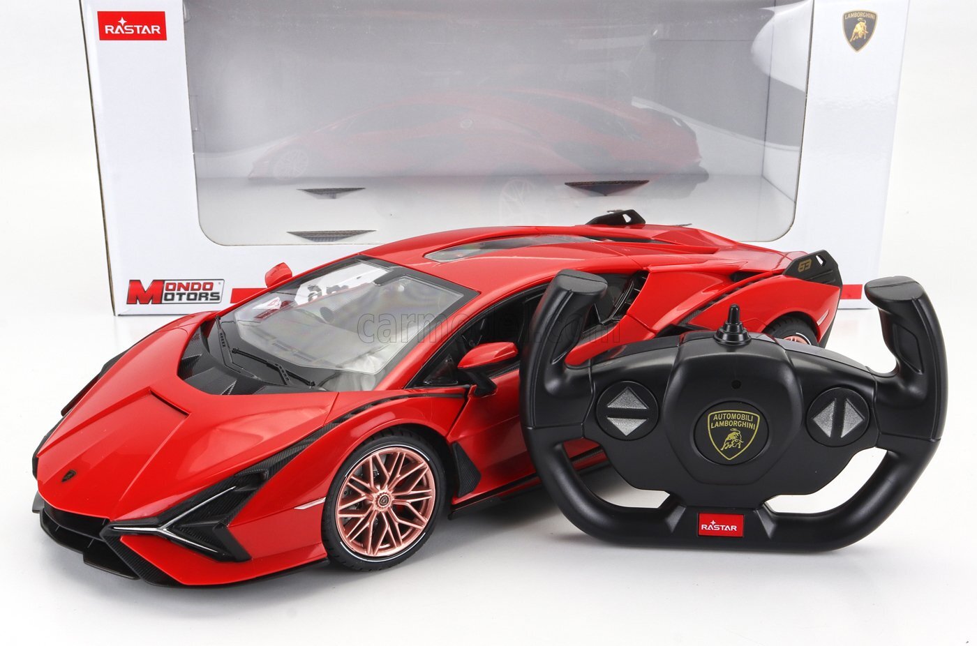 MODELLINO AUTO RADIOCOMANDATO LAMBORGHINI SIAN FKP 37 HYBRID 2020 ROSSO 1/14