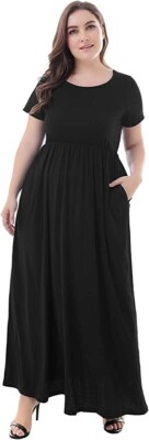 Nemidor Women Short Sleeve Loose Casual Plus Size Long Maxi Dress