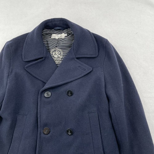 H\u0026M L.O.G.G. Men's Navy Pea Coat Double 