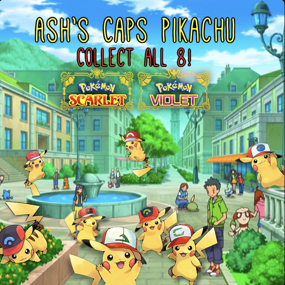 Pokemon Scarlet and Violet ✨ 6IV EV Trained 🧢 Ash’s Caps Pikachu 🧢