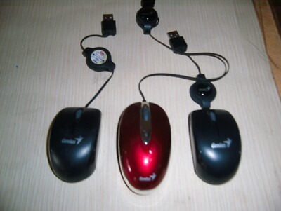 3x Logitec Computer Maus automatischer Kabelaufroller,kleine Ausführung USB