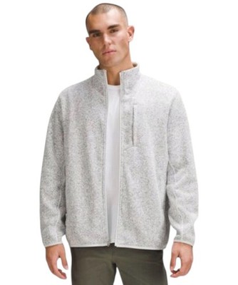 LULULEMON Sojourn Fleece-Lined Knit Jacket Mens M Gray Full Zip