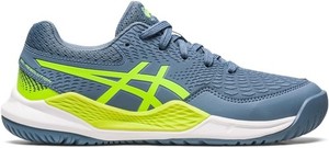 ASICS unisex Gel-Resolution 9 GS Steel Blue/Hazard Green size 6.5 men 8 women