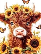 Yikenjoy Highland Cow Diamond Art Kits for Adults Beginners DIY 5D Diamond