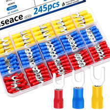 245PCS 8 Fork Spade Wire Connectors - 22-16/16-14/12-10 AWG M4 U-Type Electrica