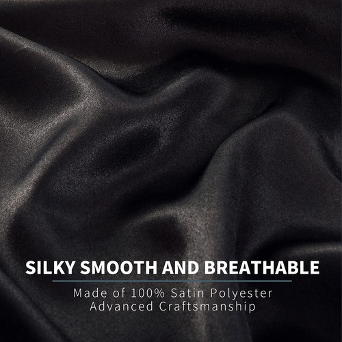 6 Pieces Queen Satin Sheets Luxury Silky Black Satin Bedding Sheet Set, 1 Dee... - Picture 3 of 7