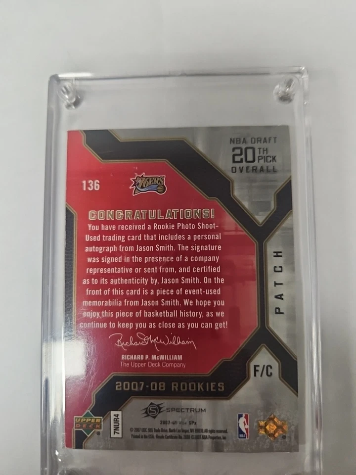 Jason Smith 签名/事件二手新秀遗物-2007 UD RPA SPX- 美丽 1/10 — 第 2/4 张图片