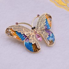 Fashion Luxury Colorful Rhinestone Butterfly Brooches for Women Insect Brooch
