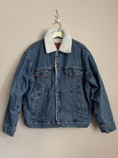 Vtg 90s 1995 Levi's Sherpa Lined Denim Trucker Jacket Made In USA