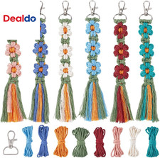 6 Sets Keychain Making Kits Macrame Keychain Kit Daisy Flower Keychain with Inst