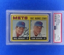 1967 TOPPS BILL DENEHY TOM SEAVER #581 METS ROOKIES PSA 4