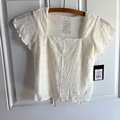 art class Girls Textured Off White Short Sleeve Shirt - S (6/7)