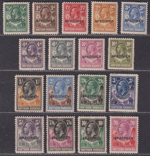 Northern Rhodesia 1925 King George V SPECIMEN Opt Set Mint SG1s-17s cat £1200
