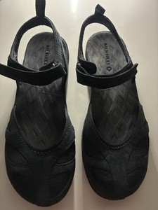 Merrel Black Mary Jane’s Open Strap Heel Size 8