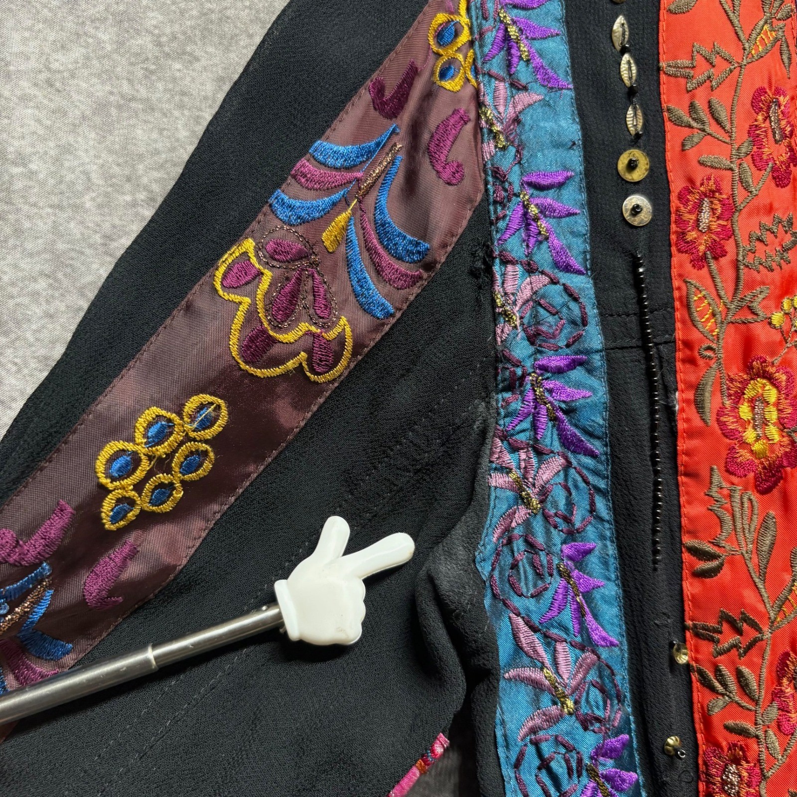 Chicos Patchwork Embroidered Button Jacket Womens… - image 7