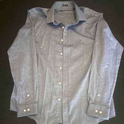 Tommy Hilfiger Slim Fit Stretch Solid Blue Dress Shirt 15.5 34/35
