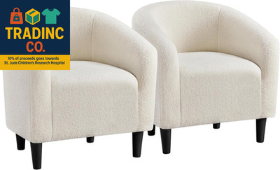 Barrel Chairs, Furry Accent Chairs with Soft Padded Armrest for Living Room Bedr