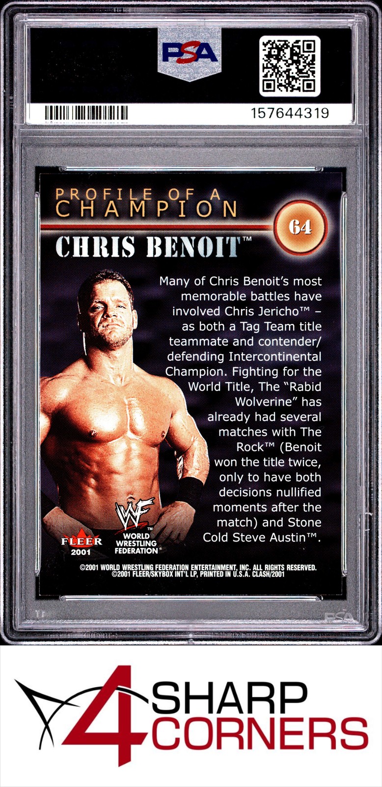 2001 FLEER WWF CHAMPIONSHIP CLASH #64 CHRIS BENOIT POP 2 PSA 9 view 2